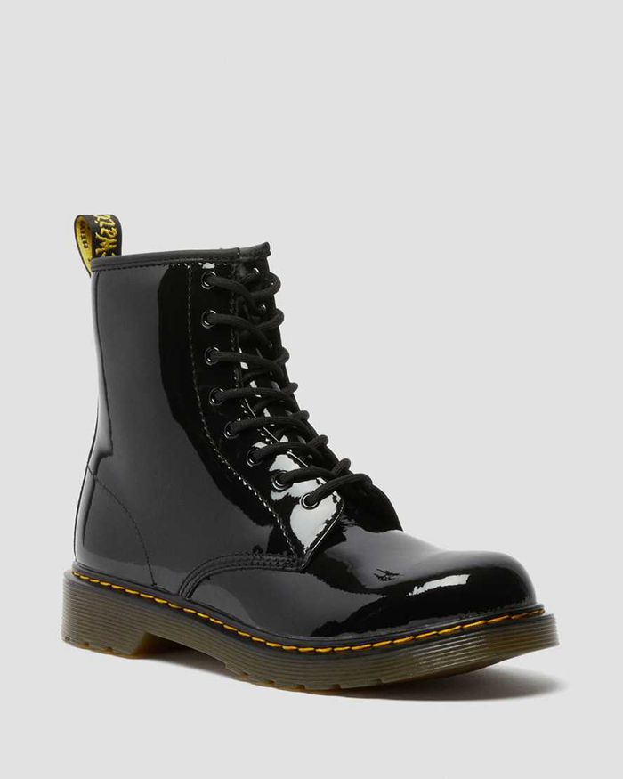 Dr Martens Støvler Barn Svart Youth 1460 Patent Læder Lace Up 1382TYJLX